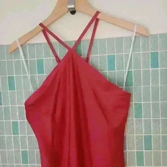 Lulu's Rooftop Party Halter Satin Mini Dress - Picture 3 of 12